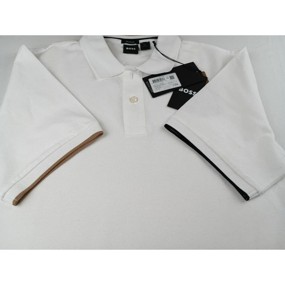 Hugo Boss Black Label Men's White Parlay 211 Tipped Short Sleeve Polo Shirt Sz L - Picture 9 of 16